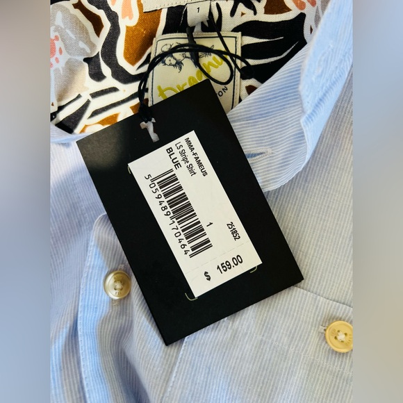 Ted Baked NWT Mens Fameus LS Stripe Shirt in Blue - Size 1 / XS - Picture 9 of 11